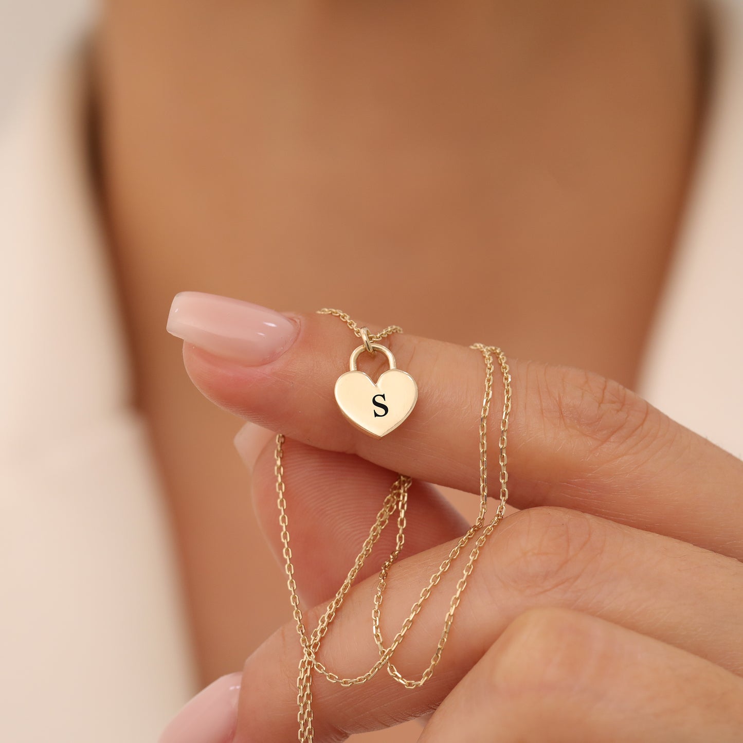 14K Gold Personalized Heart Necklace - Custom Initial Pendant