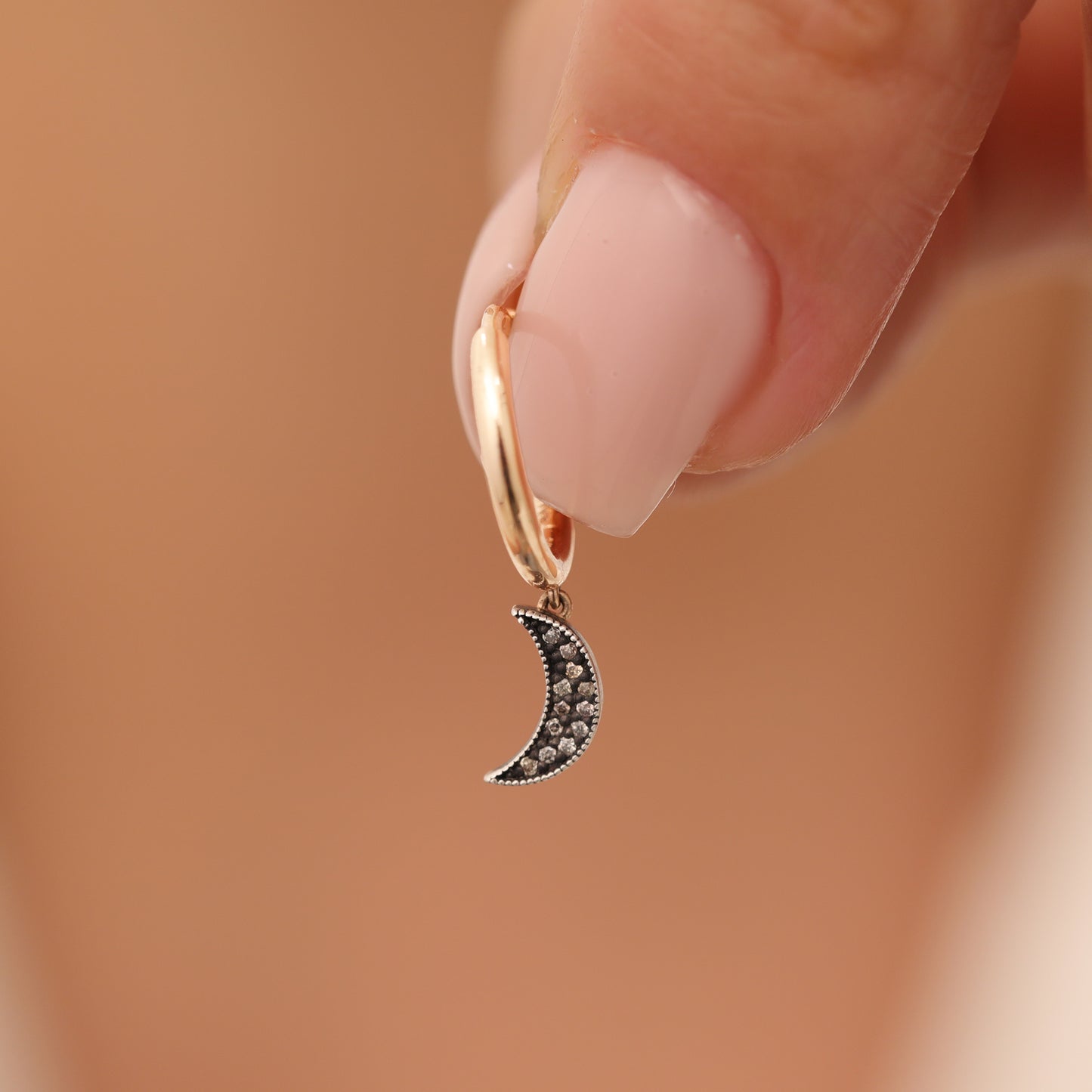 14K Rose Gold Moon Earrings