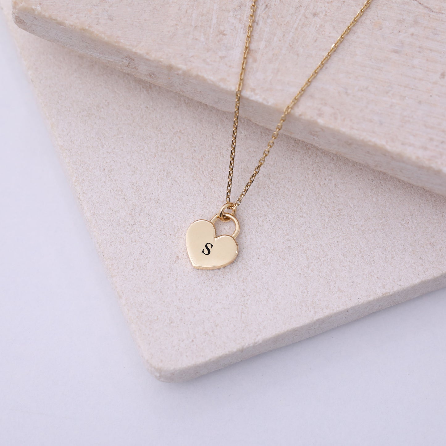 14K Gold Personalized Heart Necklace - Custom Initial Pendant