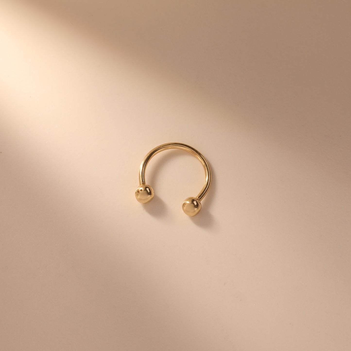 14K Solid Gold Horseshoe Septum Ring: 16G Internally Threaded Piercing