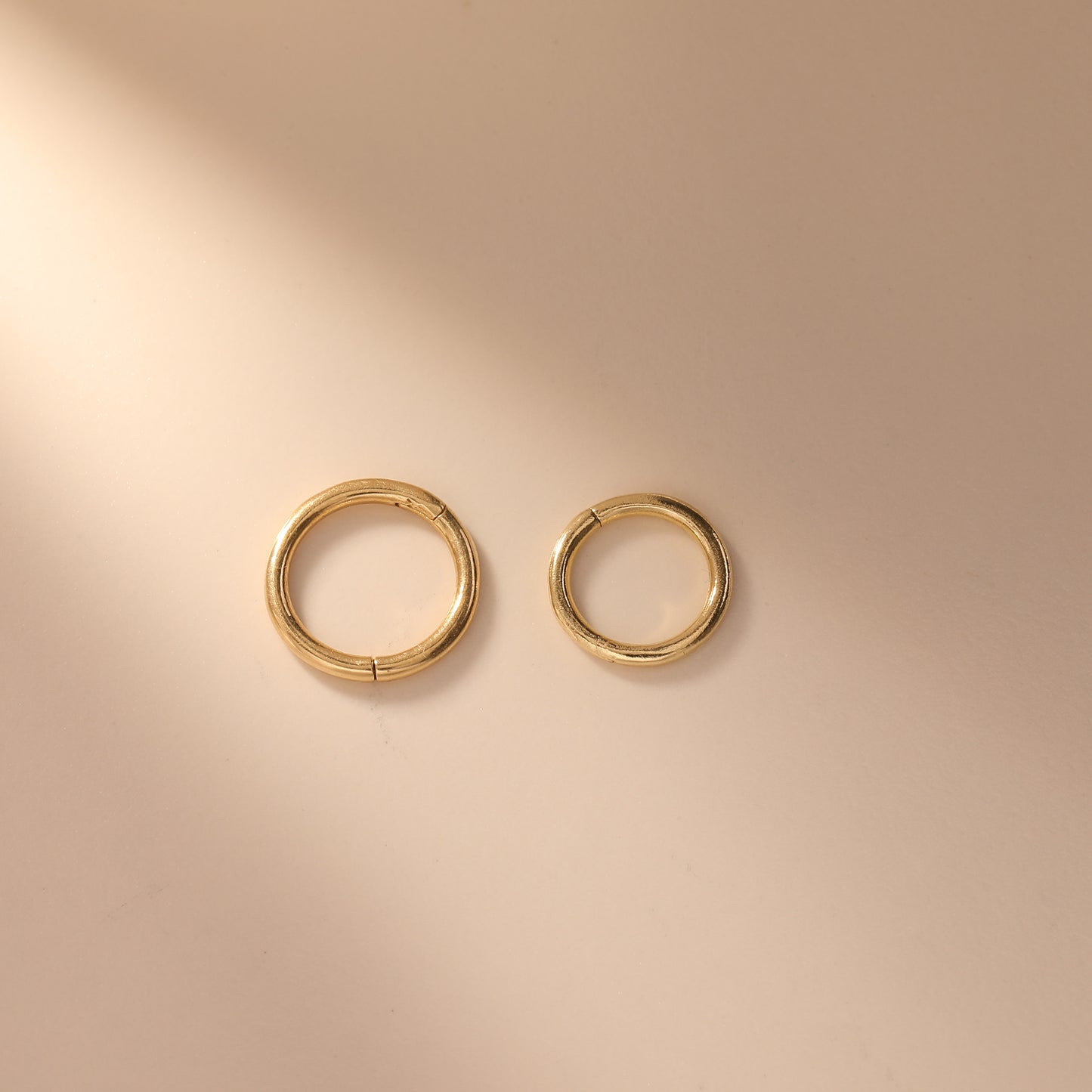 14K Solid Gold Huggie Hoop Earring: Cartilage Helix Tragus Conch Nose Septum Clicker Ring
