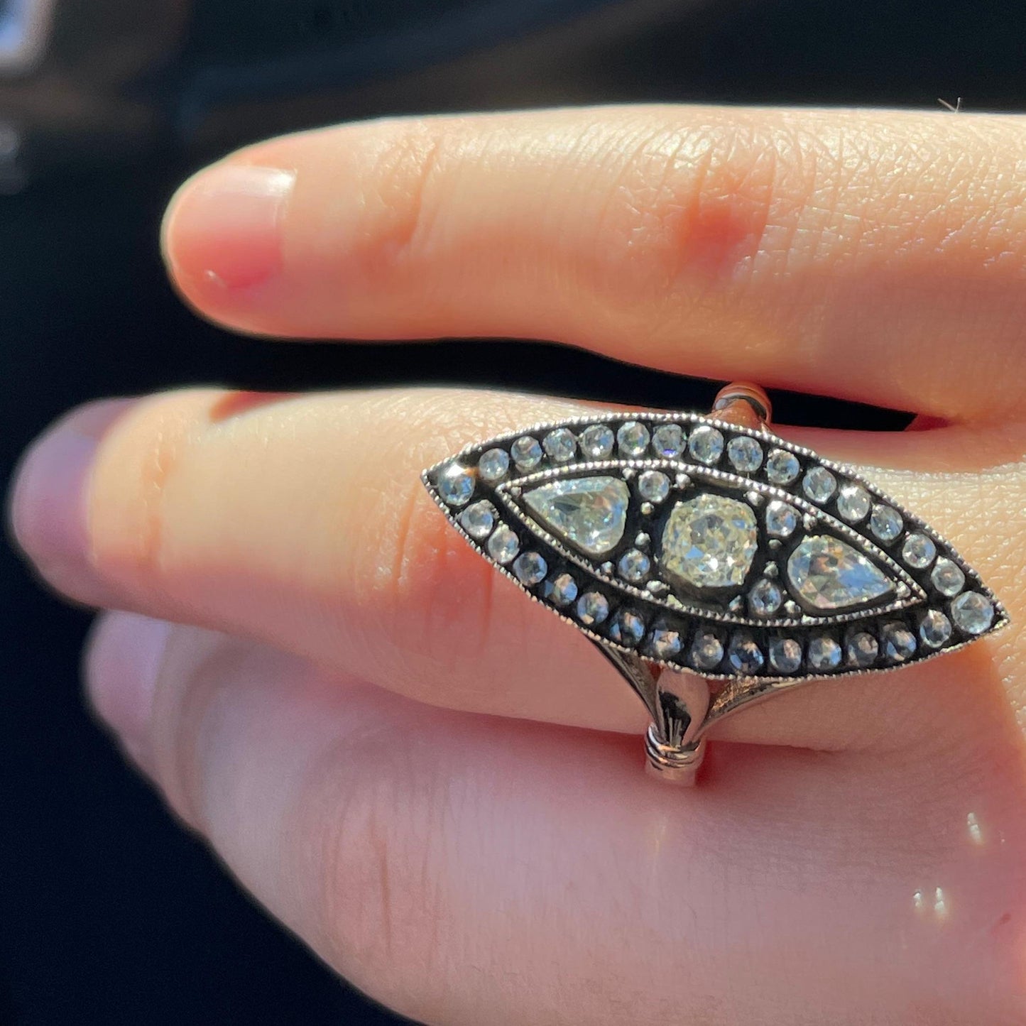 14K Gold Ring with Diamond Stones – Elegant and Unique Design