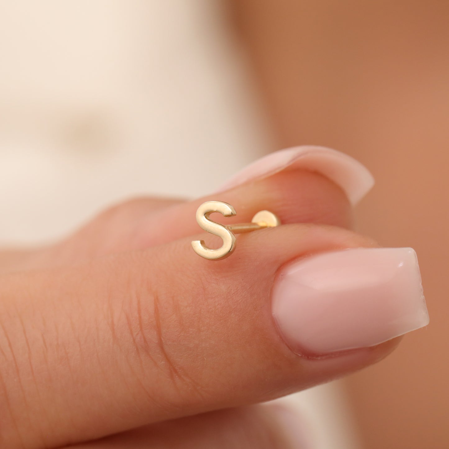 14K Gold Minimal Letter Piercing