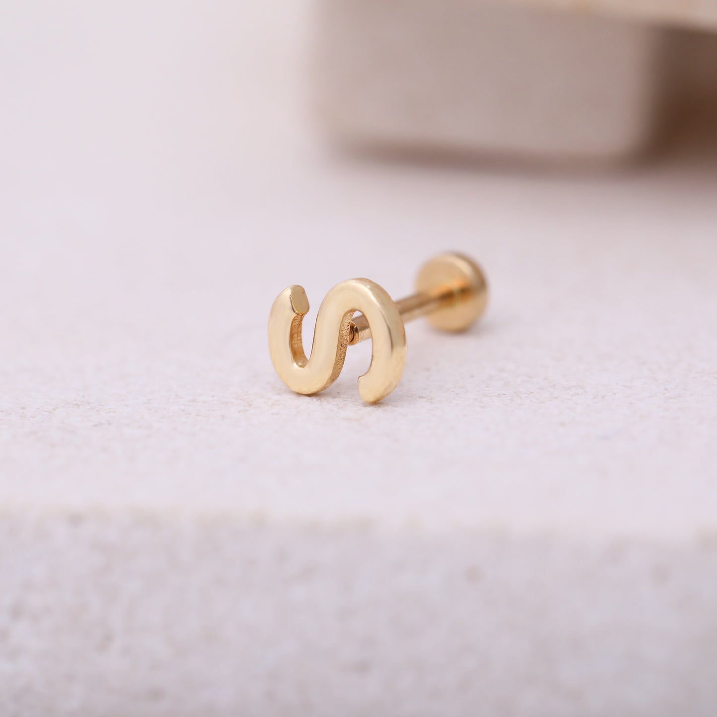 14K Gold Minimal Letter Piercing