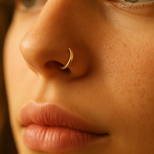14K Solid Gold Huggie Hoop Earring: Cartilage Helix Tragus Conch Nose Septum Clicker Ring